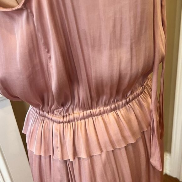 Banana Republic women’s maxi dress size 6 blush pink satin ruffle sleeveless NWT - Picture 10 of 15